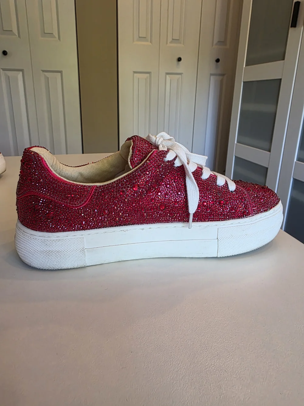 Betsey Johnson Sidny Rhinestone Platform Sneaker - Size 7.5